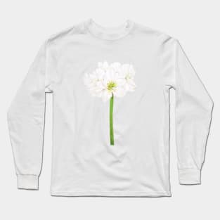 white Amaryllis flowers watercolor Long Sleeve T-Shirt